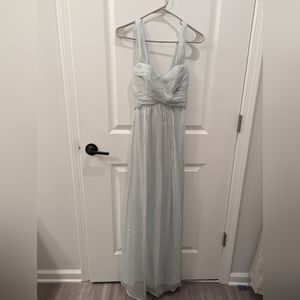 Light Blue Amsale Silk Maxi Dress